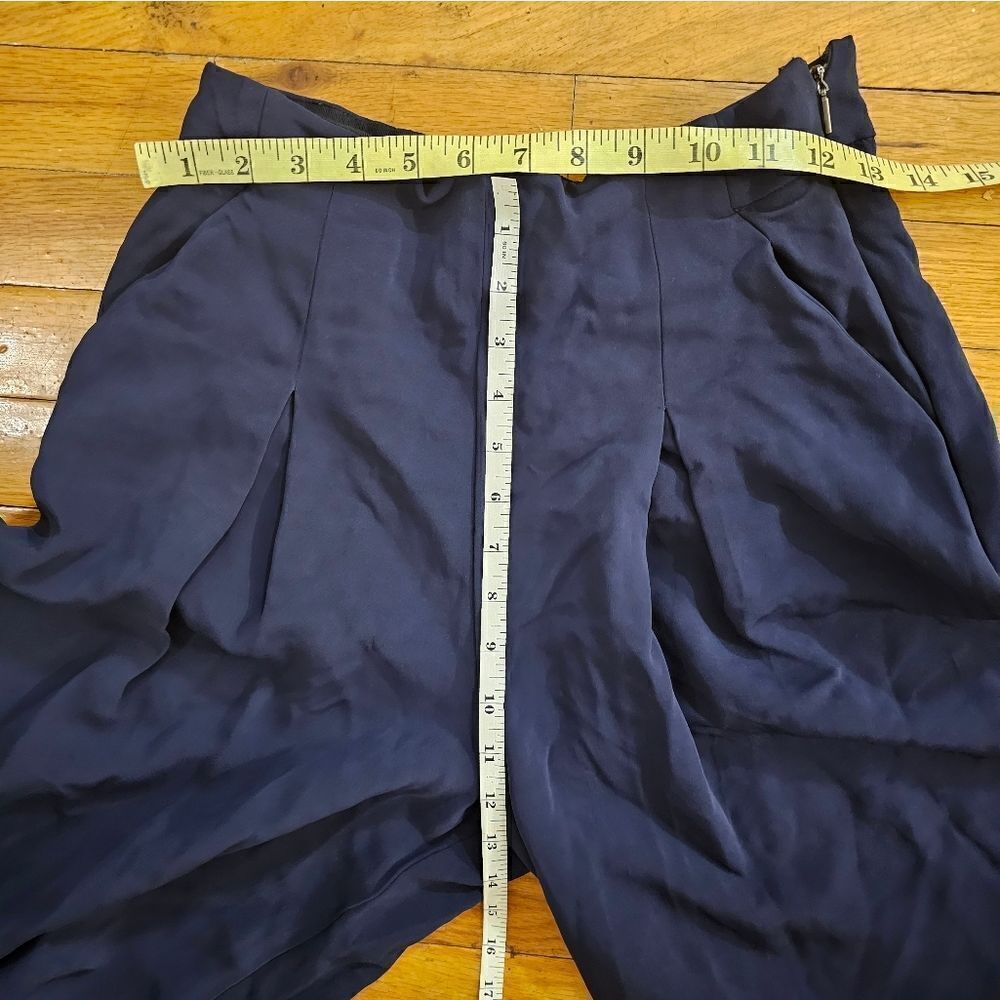 Rebecca Taylor Wide Leg Crop Pants Womens Size 6 Navy Blue - Picture 6 of 8